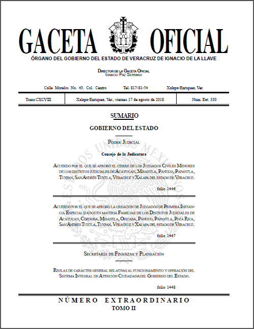 Gaceta Oficial. Tomo II. Núm. 330.